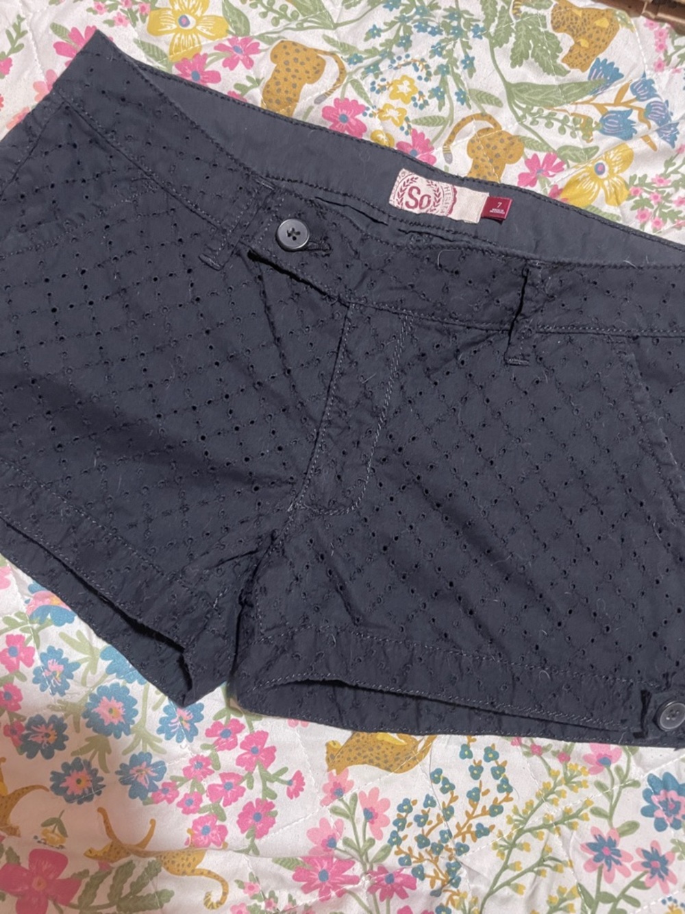 SO Black Eyelet Cotton Shorties